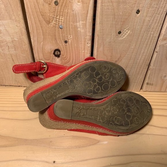 Red Canvas Sling Back Wedge’s - Picture 6 of 7